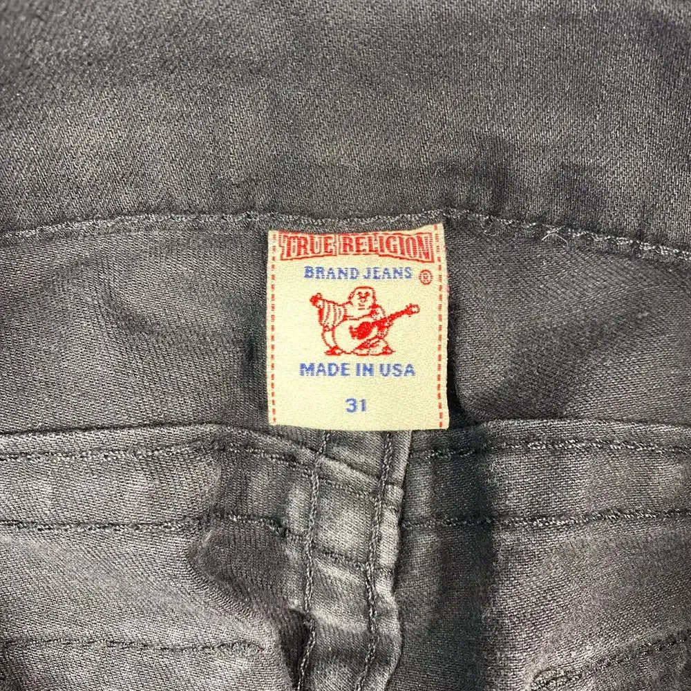 True Religion Mens 31 Black Zach Slim Straight Jeans